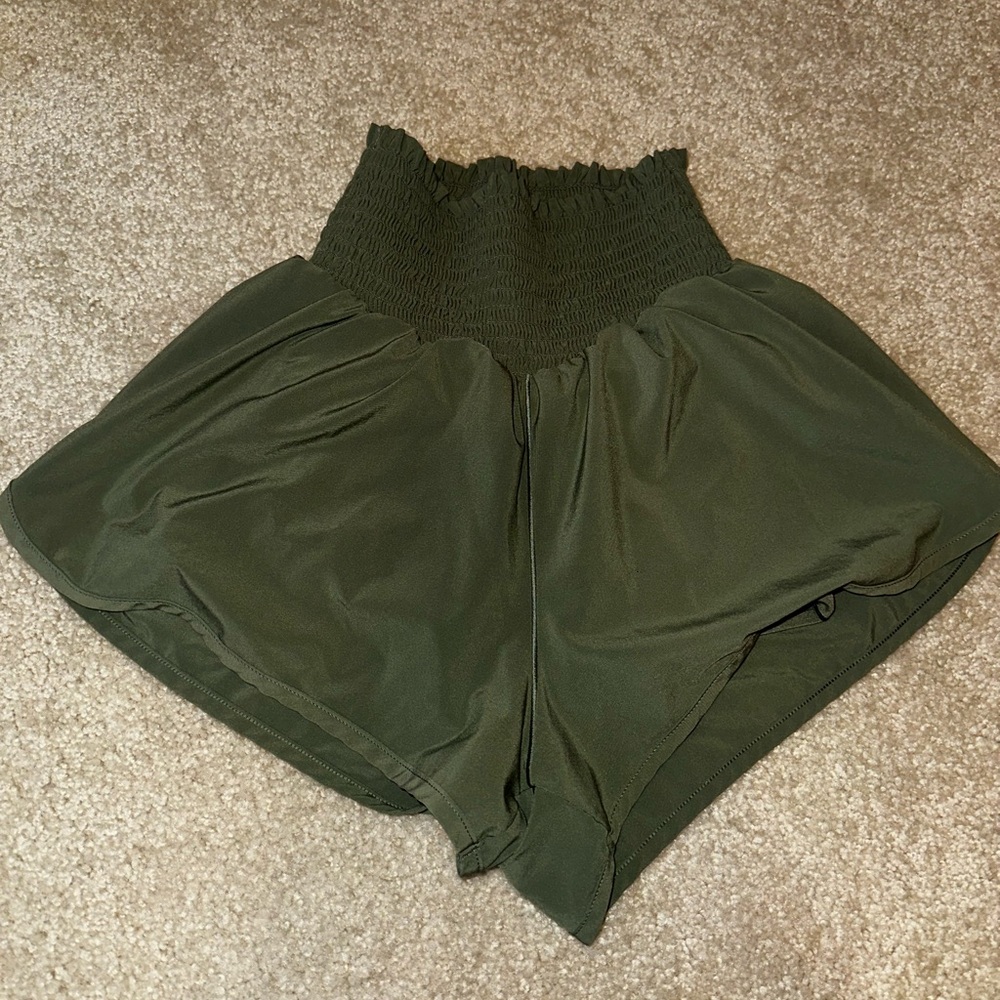 Aerie Offline Olive Green High-Waisted Shorts